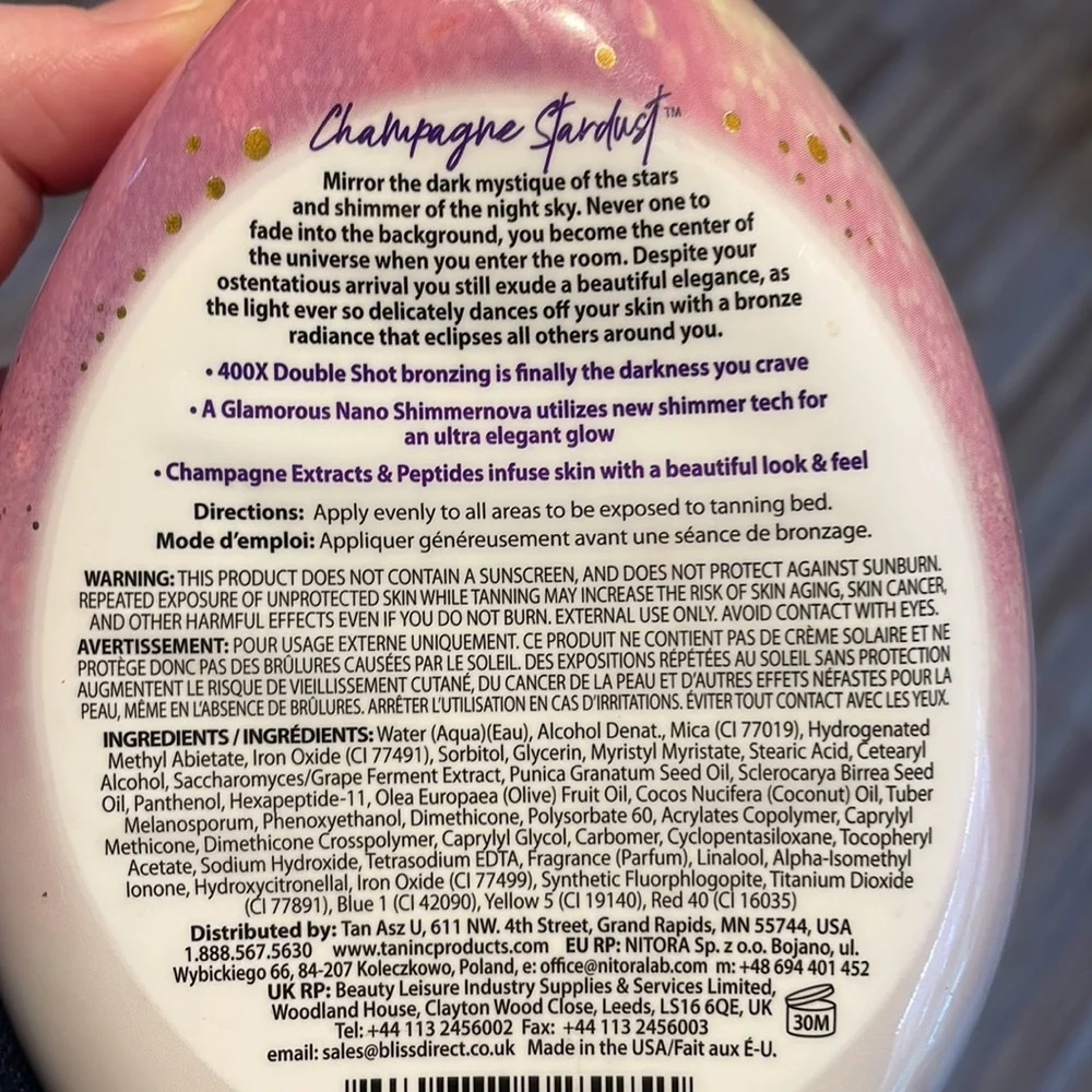 Champagne Stardust Tanning Lotion - Picture 2 of 2